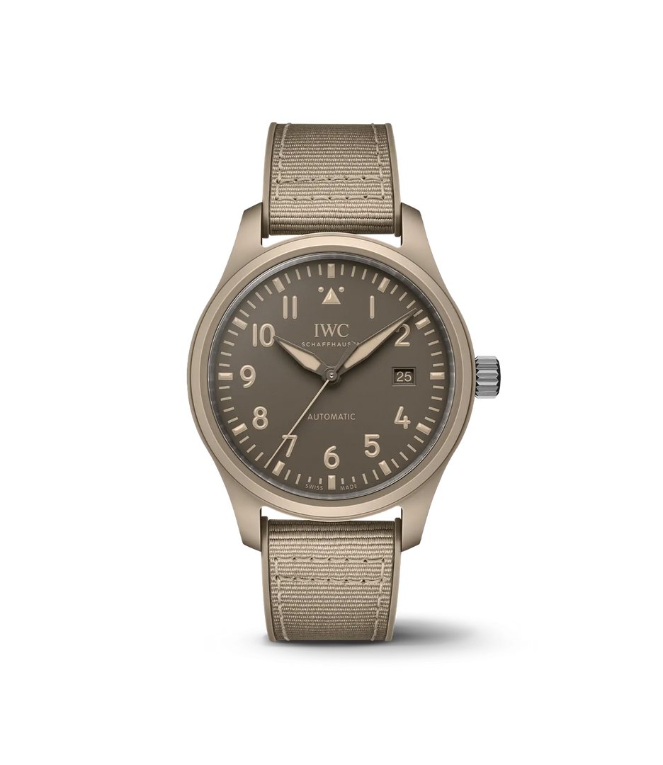 IWC Pilot's Watch Automatic 41 TOP GUN Mojave Desert IW328106 con cassa in ceramica color sabbia da 41 mm e quadrante marrone opaco.