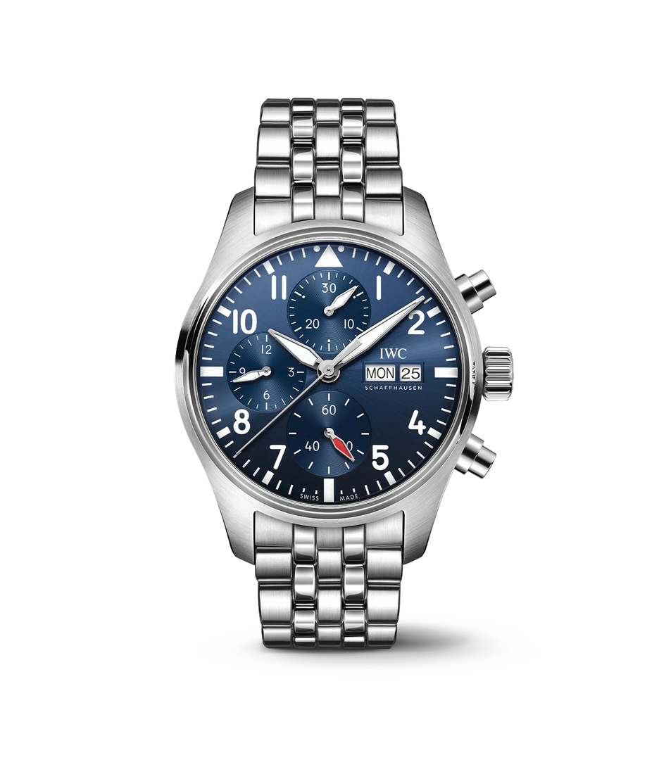 IWC Pilot’s Watch Chronograph 41 IW388102 con cassa in acciaio 41 mm e quadrante blu.