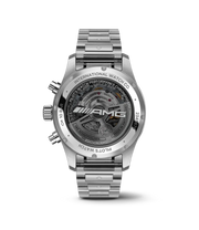 Dettaglio lunetta in ceramica nera lucida e quadrante cronografo nero.