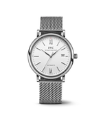 Load image into Gallery viewer, IWC Portofino Automatic IW356505 con cassa in acciaio 40 mm e quadrante argentato pulito con datario.
