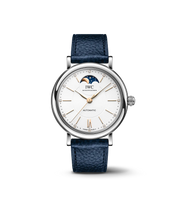 IWC Portofino Automatic Moon Phase 37 IW459601 con cassa in acciaio 37,1 mm e quadrante argenté con fasi lunari.