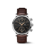 Load image into Gallery viewer, IWC Portofino Chronograph 39 IW391404 con cassa in acciaio 39 mm e quadrante grigio con lancette rodiate.
