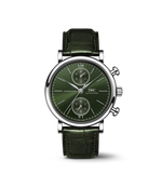 Load image into Gallery viewer, IWC Portofino Chronograph 39 IW391405 con cassa in acciaio 39 mm e quadrante verde opaco con contatori cronografici.
