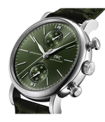 Load image into Gallery viewer, Cinturino in pelle di alligatore verde con fibbia ad ardiglione.
