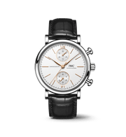 IWC Portofino Chronograph 39 IW391406 con cassa in acciaio 39 mm e quadrante argentato.