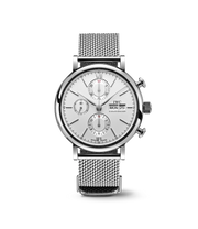 IWC Portofino Chronograph IW391028 con cassa in acciaio 42 mm e quadrante argenté.