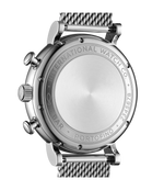 Load image into Gallery viewer, Dettaglio quadrante nero con funzioni cronografiche e lancette rodiate.
