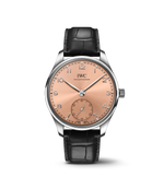 Load image into Gallery viewer, IWC Portugieser Automatic 40 IW358313 con cassa in acciaio 40,4 mm e quadrante salmon con finitura soleil.
