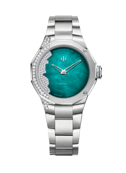 Baume & Mercier Riviera Coastline 10868 - bracciale e cassa acciaio - quadrante verde acqua