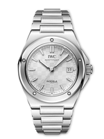 Load image into Gallery viewer, Quadrante argenté con datario e lancette rodiate luminescenti dell’IWC Ingenieur Automatic 40 IW328902.
