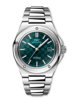 Load image into Gallery viewer, Quadrante aqua con motivo a griglia e datario dell’IWC Ingenieur Automatic 40 IW328903, lancette e indici luminescenti.
