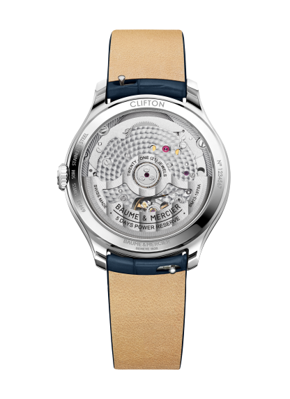 Baume & Mercier Clifton 10833 - cassa acciaio - fondello con movimento a vista
