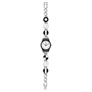 Swatch Blackiniere LB185G - cassa plastica nera - bracciale acciaio - quadrante bianco