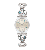 Swatch Menthol Tone LK292G - bracciale acciaio - quadrante champagne - cassa plastica trasparente