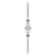 Swatch Blue pastel LK377G - cassa trasparente - quadrante argento e bracciale acciaio