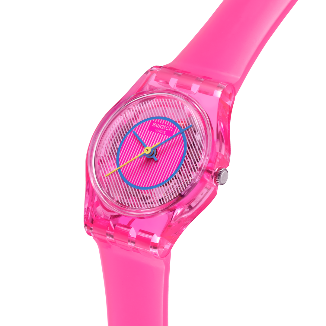 Swatch Prismatically Pink SLP166 - cassa plastica rosa - cinturino silicone rosa - quadrante rosa