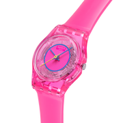 Swatch Prismatically Pink SLP166 - cassa plastica rosa - cinturino silicone rosa - quadrante rosa