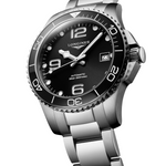 Load image into Gallery viewer, Cinturino in caucciù nero con chiusura déployante a doppia sicurezza e meccanismo di apertura a pressione dell&#39;orologio Longines HydroConquest
