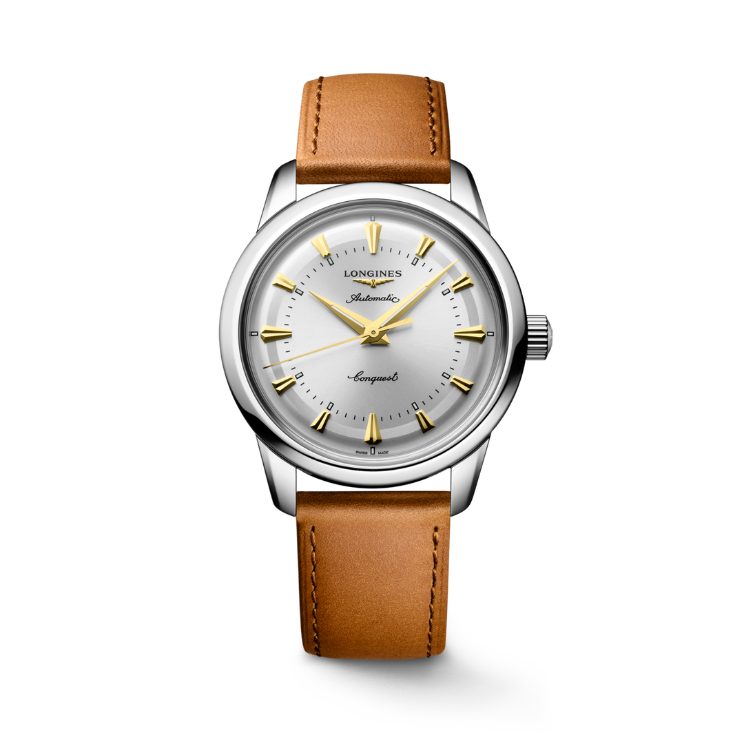 Quadrante blu soleil con indici applicati luminosi e lancette argentate lucide con trattamento Swiss Super-LumiNova® dell'orologio Longines HydroConquest automatico