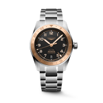 Load image into Gallery viewer, Orologio Longines Master Collection L38035536 con cassa in acciaio da 38,5 mm, quadrante argenté a motivo &quot;flinqué&quot; con numeri romani neri e lancette blu, datario a ore 3.
