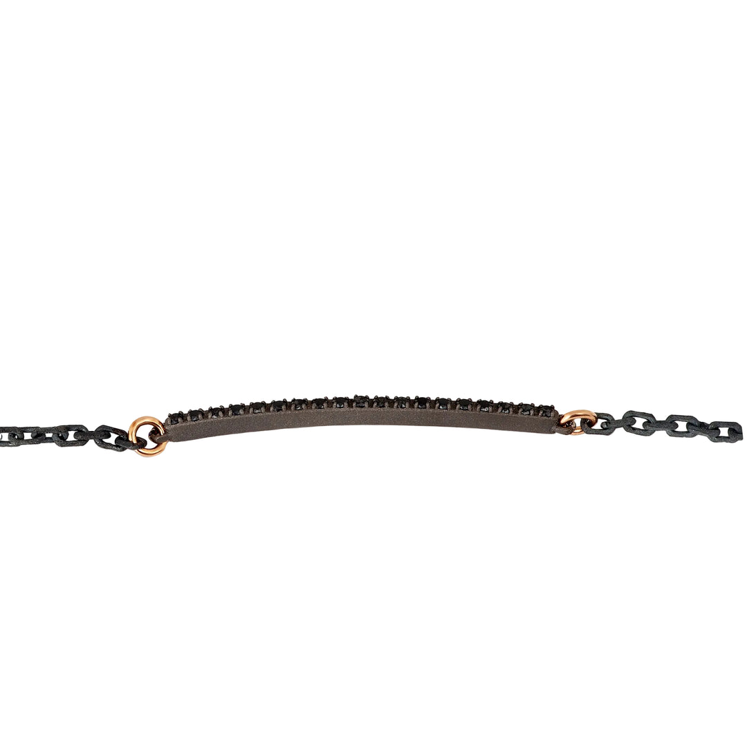 MANO|J Bracciale con barretta in titanio, diamanti e oro MINBRT19BBRK