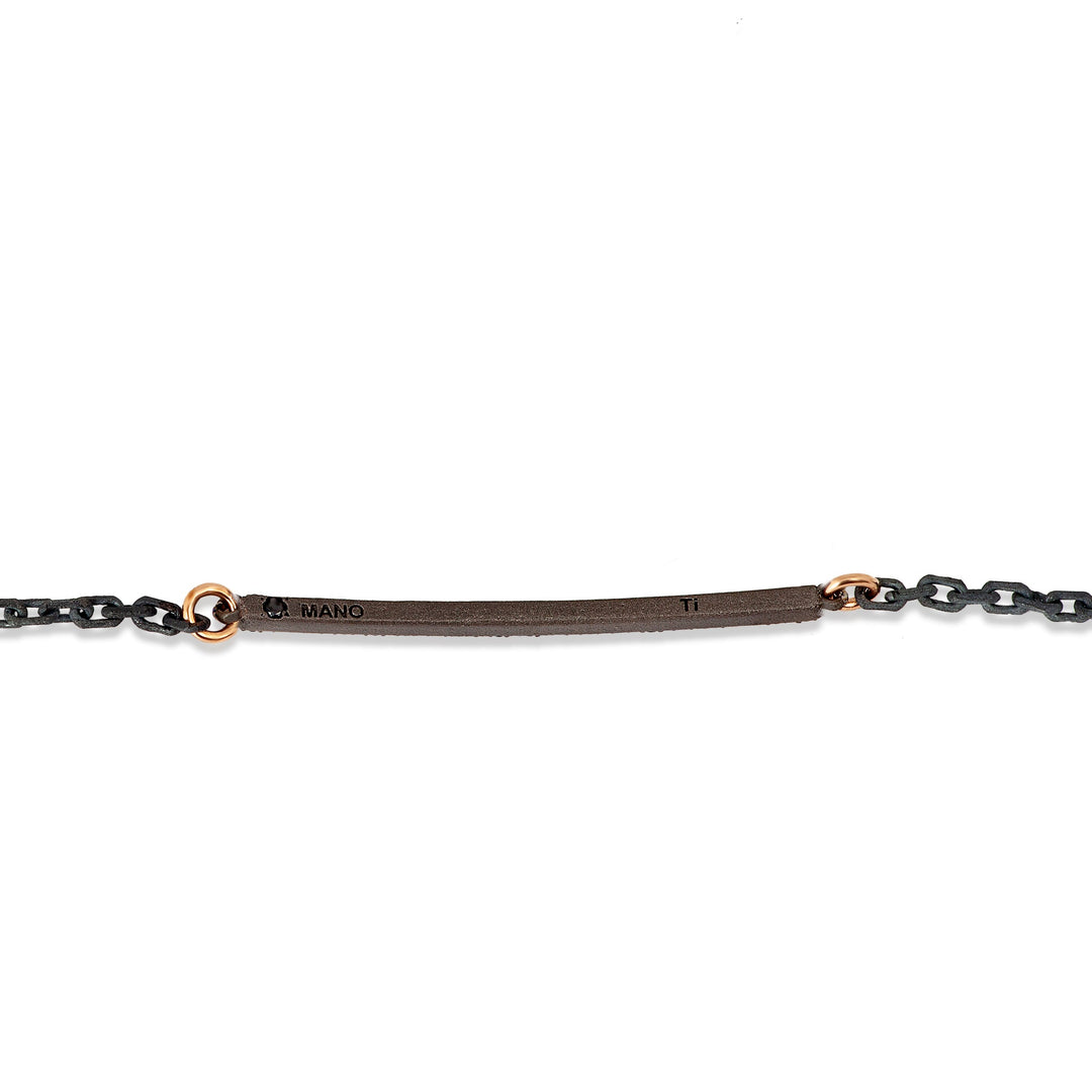 MANO|J Bracciale con barretta in titanio, diamanti e oro MINBRT19BBRK