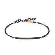 MANO|J Bracciale con barretta in titanio, diamanti e oro MINBRT19BBRK