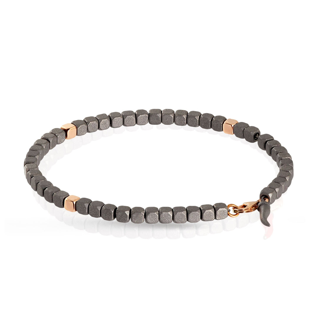 MANO|J Bracciale con cubi in titanio e oro rosso MINBRT3RGCUP