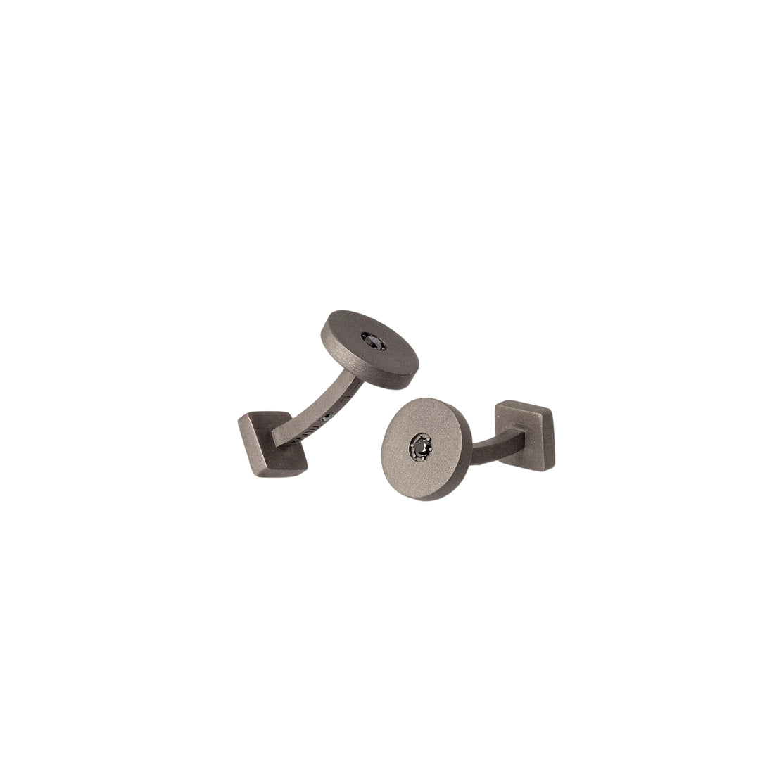 MANOJ Gemelli in titanio rotondi e diamanti black MINGEMT1BGEM