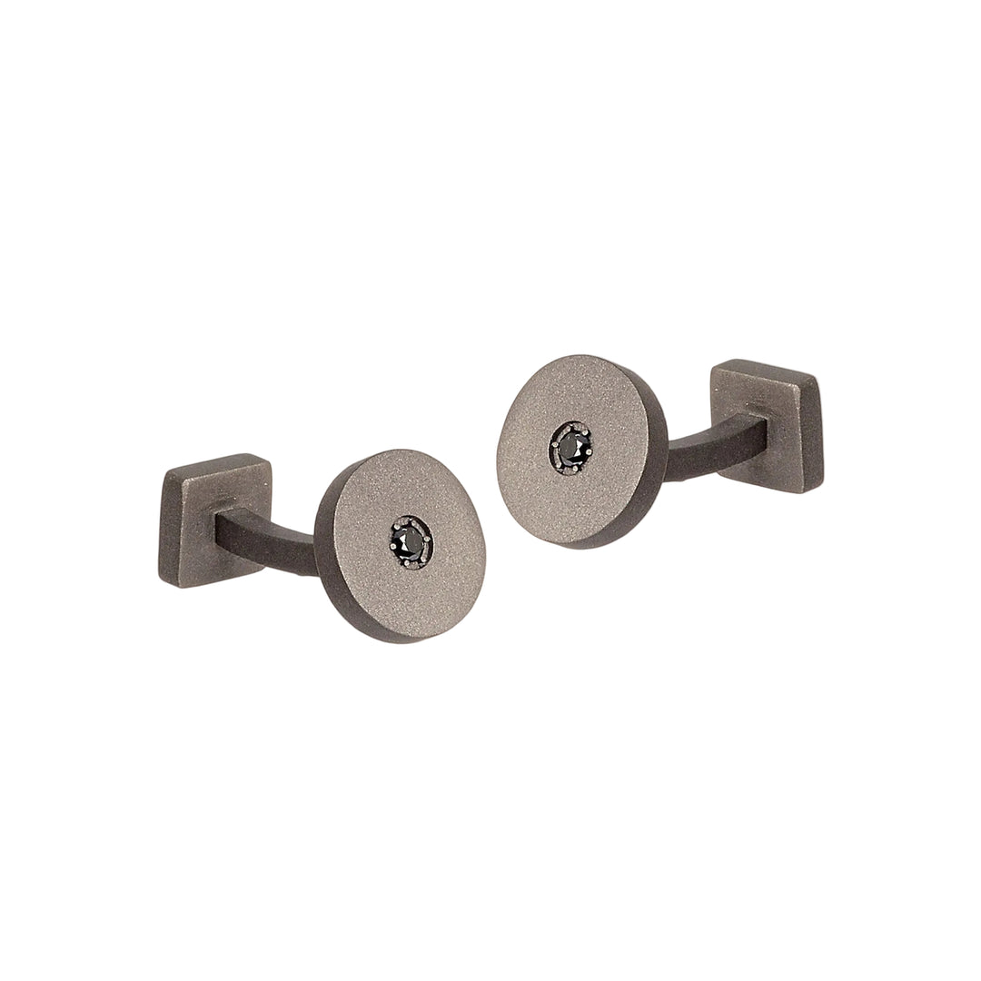 MANOJ Gemelli in titanio rotondi e diamanti black MINGEMT1BGEM