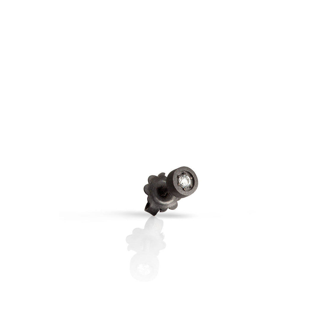 MANO|J Mono orecchino in titanio e diamante white MINORTWPL5PT