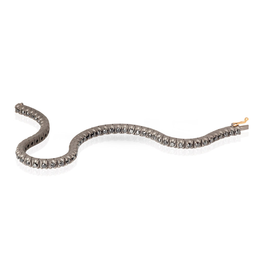 MANO|J Bracciale tennis in titanio, oro rosso e diamanti black MINTENBRTBBR5PT_19.5