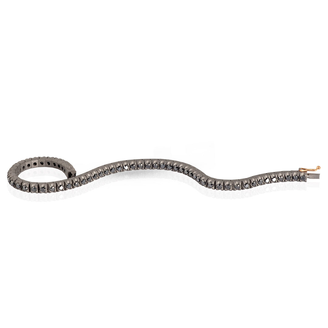 MANO|J Bracciale tennis in titanio, oro rosso e diamanti black MINTENBRTBBR5PT_19.5