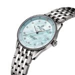 Load image into Gallery viewer, Profilo laterale dell’orologio Breitling Navitimer 32 in acciaio inox lucido con vetro zaffiro bombato antiriflesso.
