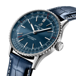 Load image into Gallery viewer, Profilo laterale della cassa in acciaio inossidabile con vetro zaffiro bombato antiriflesso del Navitimer 41.
