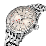 Load image into Gallery viewer, Profilo laterale della cassa rotonda in acciaio inossidabile con vetro zaffiro bombato antiriflesso del Navitimer GMT 41.
