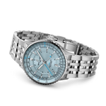 Load image into Gallery viewer, Cinturino blu in pelle di coccodrillo con chiusura pieghevole in acciaio inossidabile del Breitling Navitimer Automatic GMT 41.

