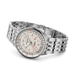 Load image into Gallery viewer, Cinturino in pelle di coccodrillo blu con chiusura pieghevole in acciaio inox del Breitling Navitimer Automatic GMT 41.
