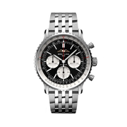 Quadrante nero con indici luminescenti e lancette a bastone del Breitling Navitimer B01 Chronograph 43 AB0138211B1A1.