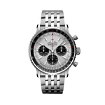 Load image into Gallery viewer, Quadrante blu con indici luminescenti e lancette a bastone del Breitling Navitimer B01 Chronograph 43 AB0138241G1A1 in acciaio inox.
