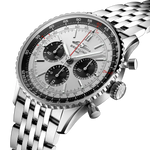 Load image into Gallery viewer, Profilo laterale della cassa rotonda in acciaio inossidabile con vetro zaffiro bombato antiriflesso dello Navitimer 43.

