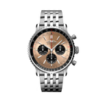 Load image into Gallery viewer, Quadrante color champagne del Breitling Navitimer B01 Chronograph 43 AB0138241K1A1 con indici e lancette luminescenti.
