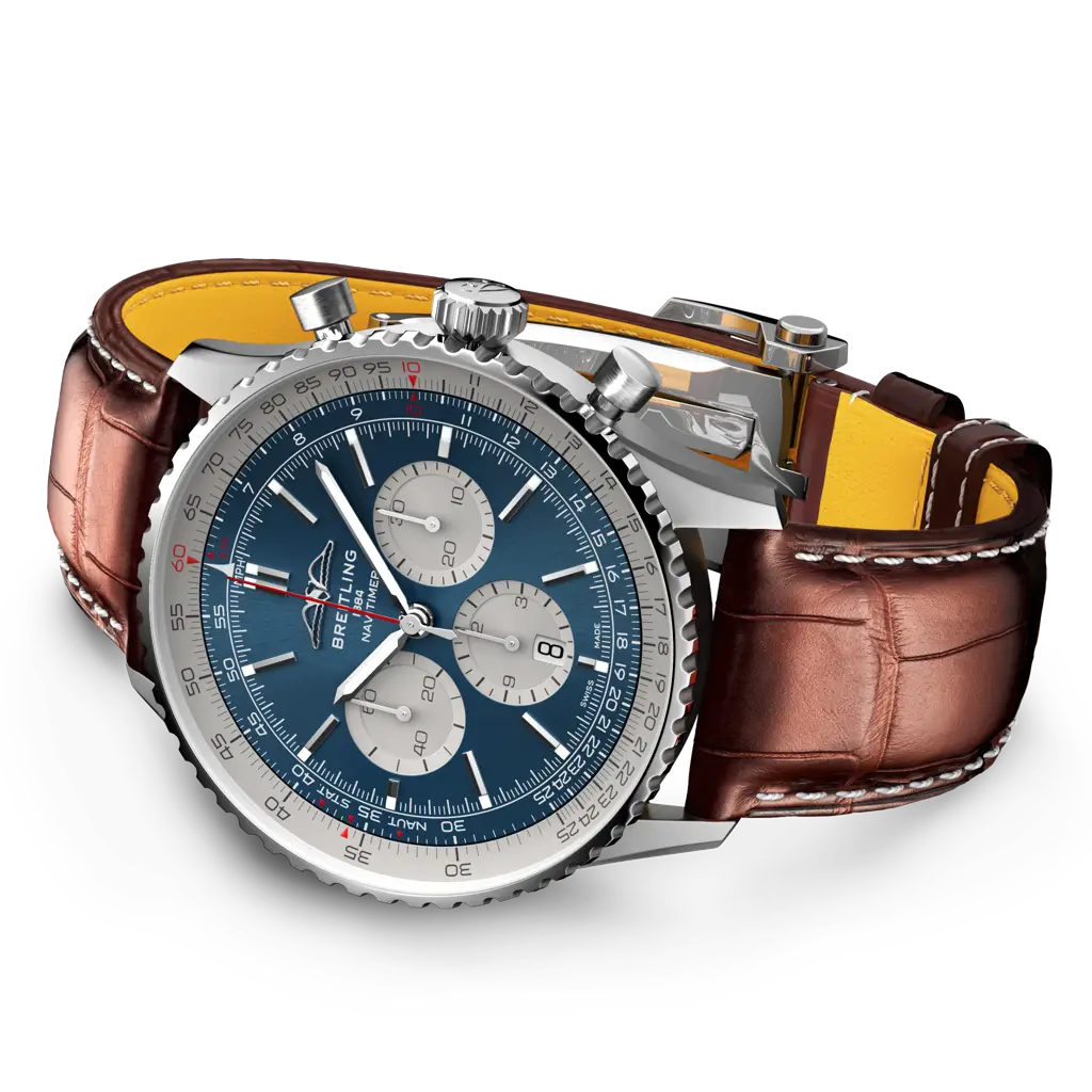 Bracciale in acciaio inossidabile con chiusura pieghevole del Breitling Navitimer B01 Chronograph 46 AB0137211C1P1.