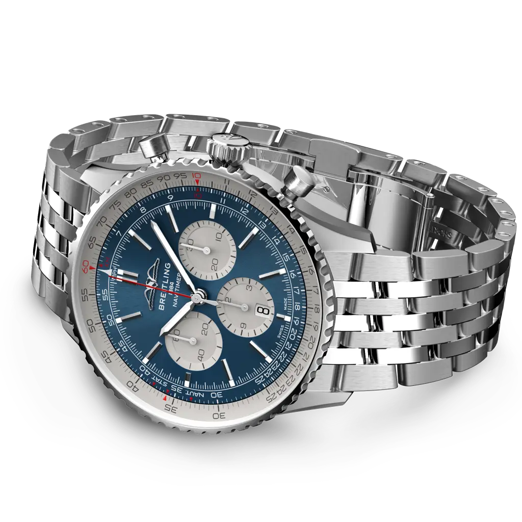 Bracciale in acciaio inossidabile con chiusura pieghevole in acciaio del Breitling Navitimer B01 Chronograph 46 AB0137211C1A1.