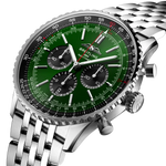 Load image into Gallery viewer, Vista laterale della cassa rotonda in acciaio inossidabile con vetro zaffiro bombato antiriflesso del Navitimer B01 Chronograph 46.
