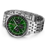 Load image into Gallery viewer, Cinturino nero in pelle di coccodrillo con chiusura pieghevole in acciaio inossidabile del Breitling Navitimer B01 Chronograph 46.
