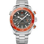 Load image into Gallery viewer, Quadrante cronografo grigio dell’Omega Seamaster Planet Ocean 600M 45,5 mm con dettagli arancioni, indici luminescenti e contatori subdiali
