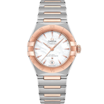 Load image into Gallery viewer, Quadrante bianco madreperla con indici diamantati e lancette in oro Sedna™ dell’Omega Constellation 29 mm
