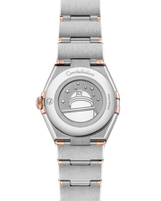 Cassa in acciaio inox e oro Sedna™ 18K da 28 mm con lunetta in oro Sedna™ incisa con numeri romani