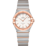 Load image into Gallery viewer, Quadrante madreperla bianco con indici a diamante e dettagli in oro Sedna™ 18K dell’Omega Constellation Quartz 28 mm
